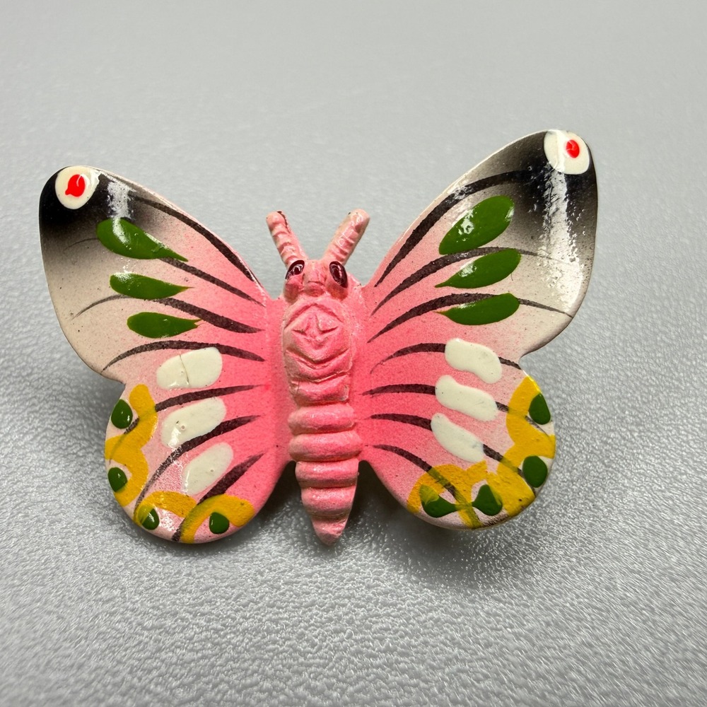 Pink Enamel Butterfly Brooch Pin Painted Cute‎ Fairy Whimsical